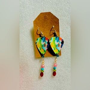 Multicolored guitar pick earrings